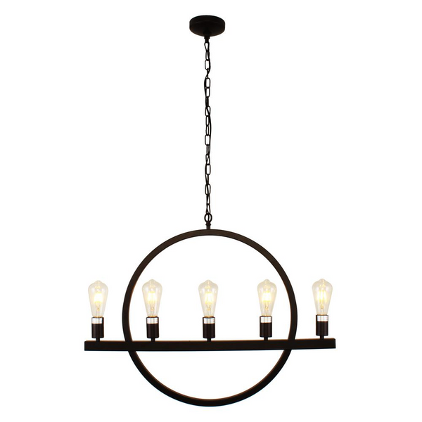 IRONCLAD Farmhouse 5 Light Oil Rubbed Bronze Ceiling Pendant 32