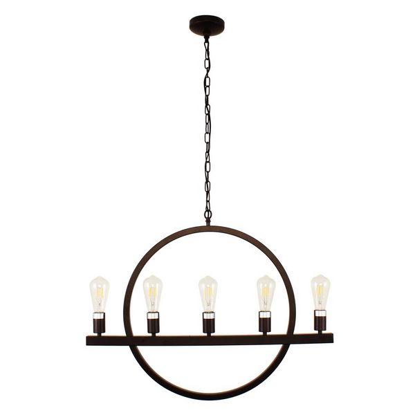 IRONCLAD Farmhouse 5 Light Oil Rubbed Bronze Ceiling Pendant 32