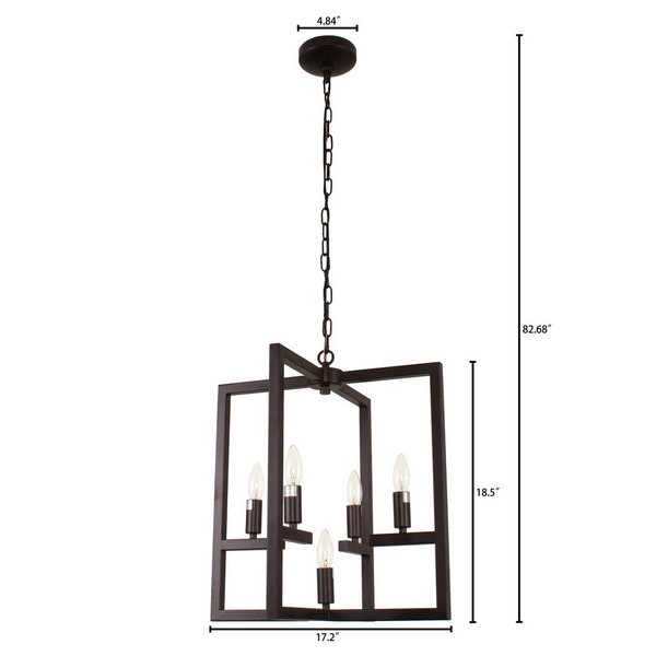 IRONCLAD Farmhouse 5 Light Oil Rubbed Bronze Ceiling Pendant 18