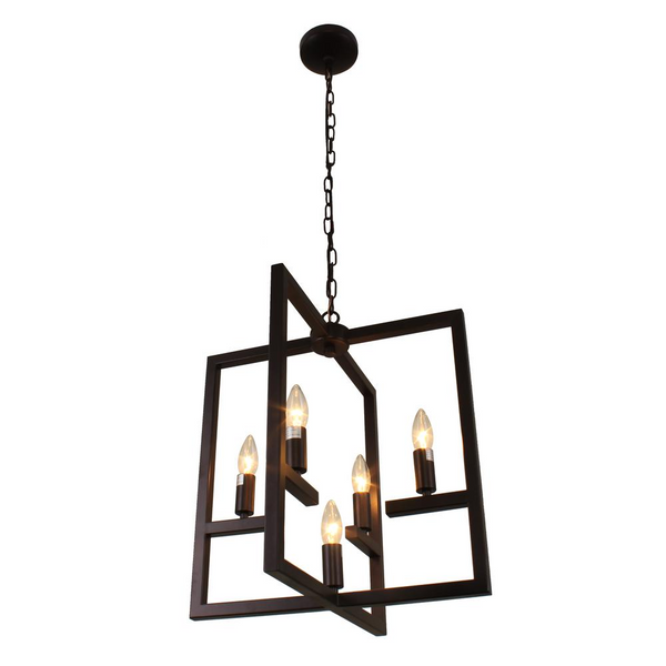 IRONCLAD Farmhouse 5 Light Oil Rubbed Bronze Ceiling Pendant 18