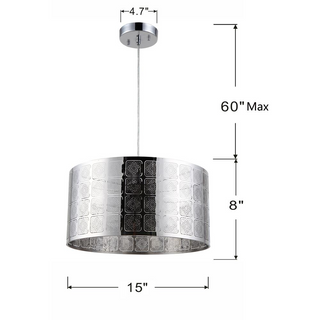 SIERRA Farmhouse 1 Light Chrome Ceiling Pendant 15