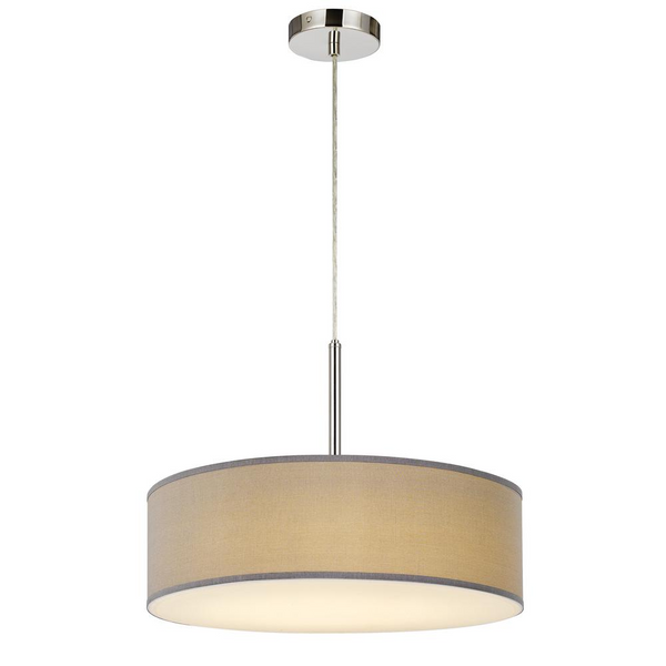 LED 18W Dimmable Pendant With Diffuser And Hardback Fabric Shade, FX3731GR