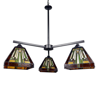 CHLOE Lighting INNES Mission Tiffany-Style Blackish Bronze 3 Light Mini Chandelier 27