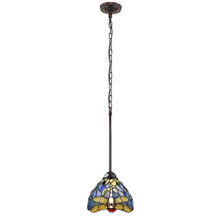 CHLOE Lighting SUNNIVA Dragonfly Tiffany-Style 1 Light Mini-Pendant 8