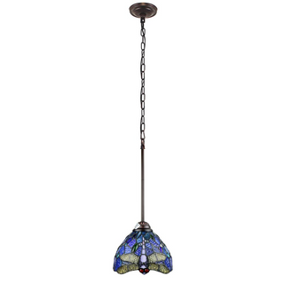 CHLOE Lighting SUNNIVA Dragonfly Tiffany-Style 1 Light Mini-Pendant 8