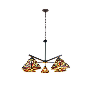 CHLOE Lighting VINCENT Mission Tiffany-style Blackish Bronze 5 Light Chandelier 30