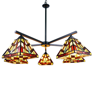 CHLOE Lighting VINCENT Mission Tiffany-style Blackish Bronze 5 Light Chandelier 30