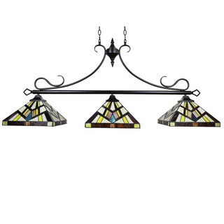 CHLOE Lighting VINCENT Mission Tiffany-Style 3 Light Island Pendant 47