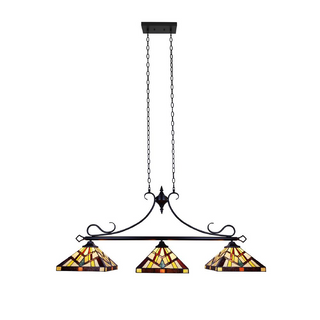 CHLOE Lighting VINCENT Mission Tiffany-Style 3 Light Island Pendant 47