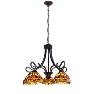 CHLOE Lighting EMPRESS Dragonfly Tiffany-style Dark Bronze 5 Light Large Chandelier 27