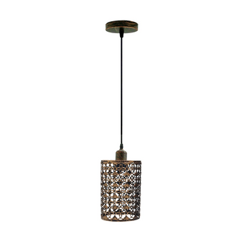 Buy brushed-copper Pattern Cage Pendant Lights Hanging Lamp Ceiling Light Fixtures~1154