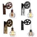 Industrial Pulley Wall Sconce Cage Wall Light Home Restaurant Farmhouse~1163