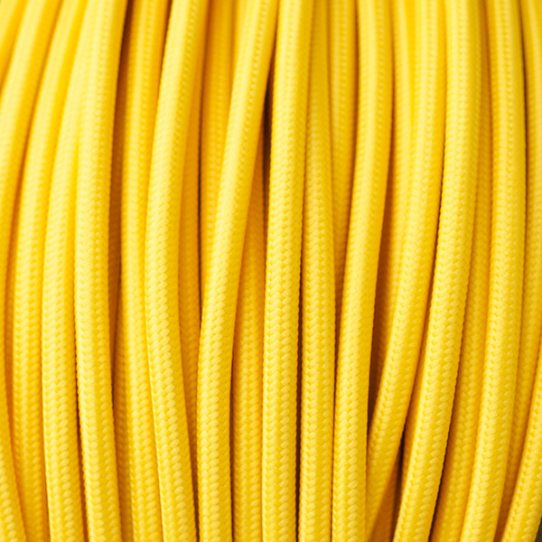 18 Gauge 3 Conductor Round Cloth Covered Wire Braided Light Cord Yellow~1201