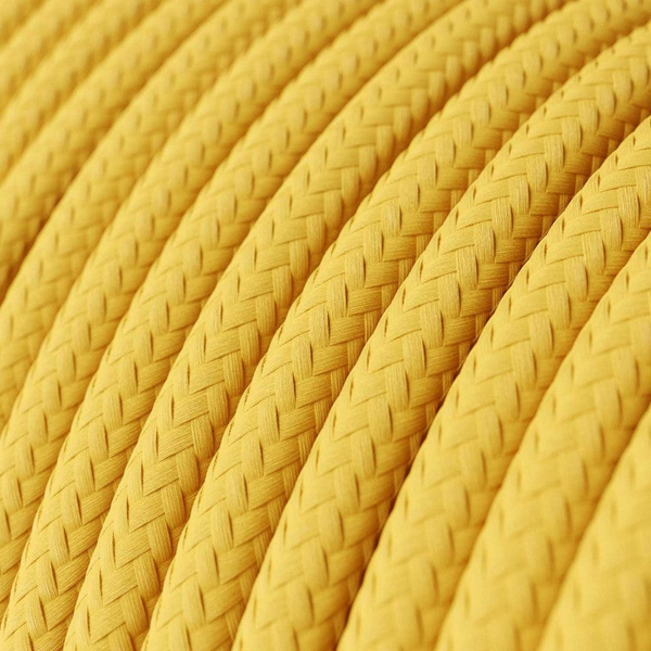 18 Gauge 3 Conductor Round Cloth Covered Wire Braided Light Cord Yellow~1201