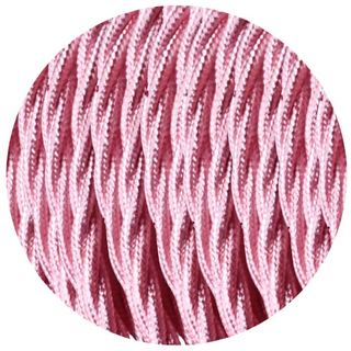 18 Gauge 3 Conductor Twisted Cloth Covered Wire Braided Light Cord Shiny Pink~1208