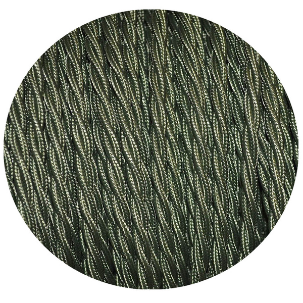 18 Gauge 3 Conductor Twisted Cloth Covered Wire Braided Light Cord Army Green~1210