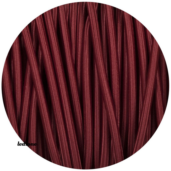 18 Gauge 3 Conductor Round Cloth Covered Wire Braided Light Cord Burgundy~1356