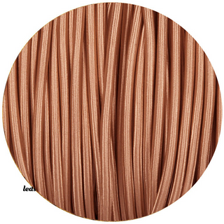 18 Gauge 3 Conductor Round Cloth Covered Wire Braided Light Cord Rose Gold~1352