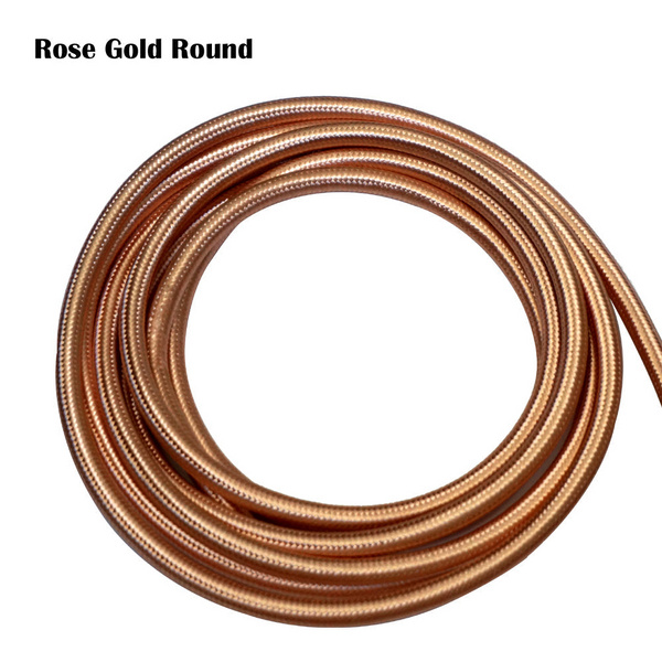 18 Gauge 3 Conductor Round Cloth Covered Wire Braided Light Cord Rose Gold~1352