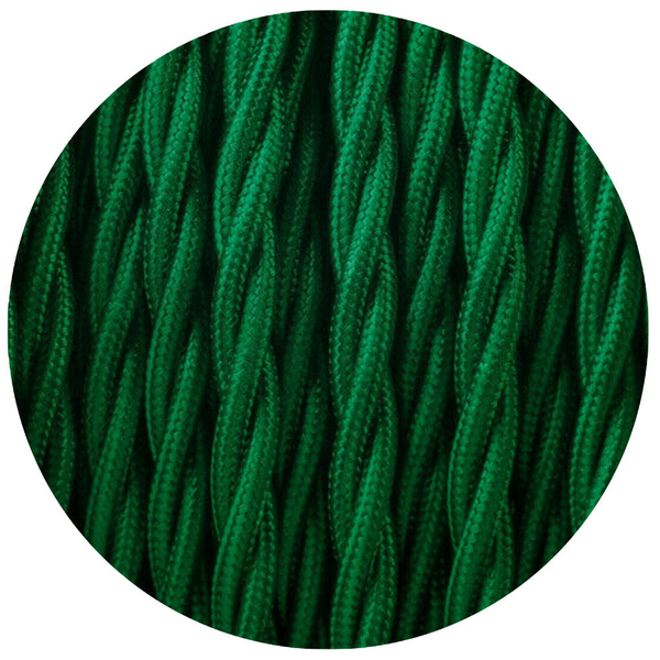 18 Gauge 3 Conductor Twisted Cloth Covered Wire Braided Light Cord Dark Green~1365