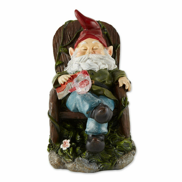 Solar Light-Up Rocking Chair Nap Garden Gnome