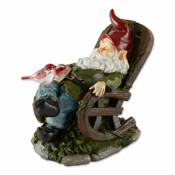 Solar Light-Up Rocking Chair Nap Garden Gnome