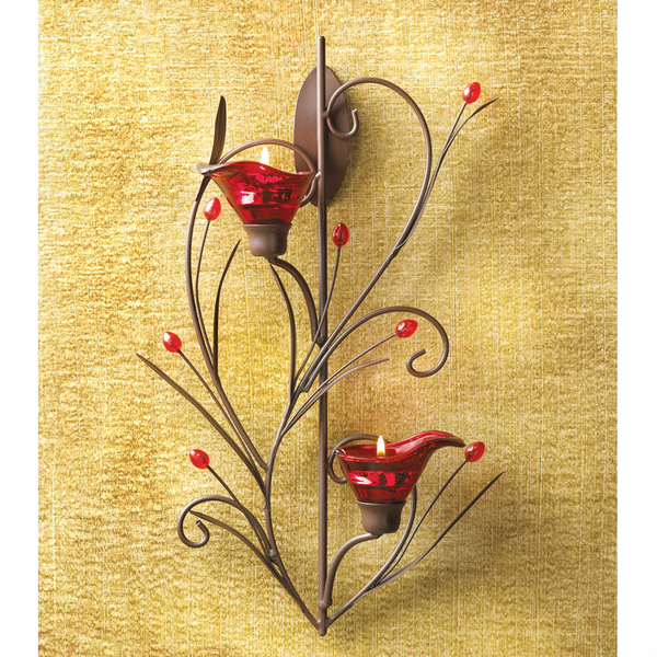 Red Calla Lily Wall Candle Holder