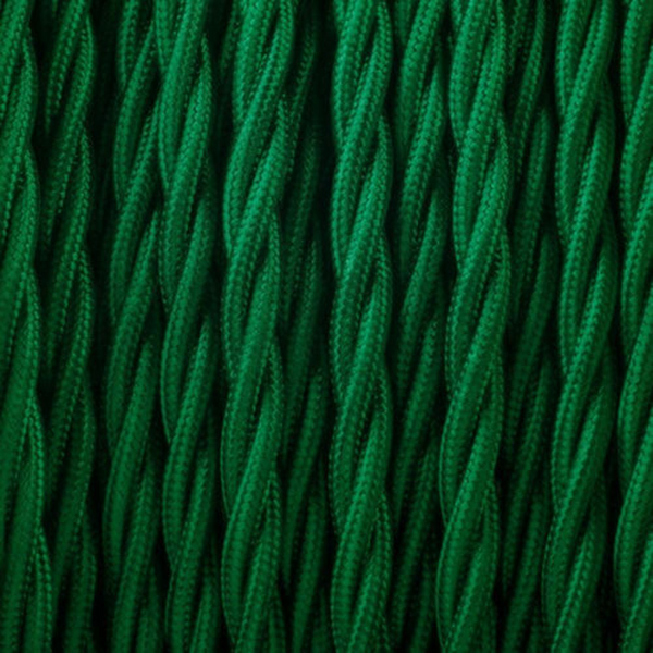 18 Gauge 3 Conductor Twisted Cloth Covered Wire Braided Light Cord Dark Green~1365